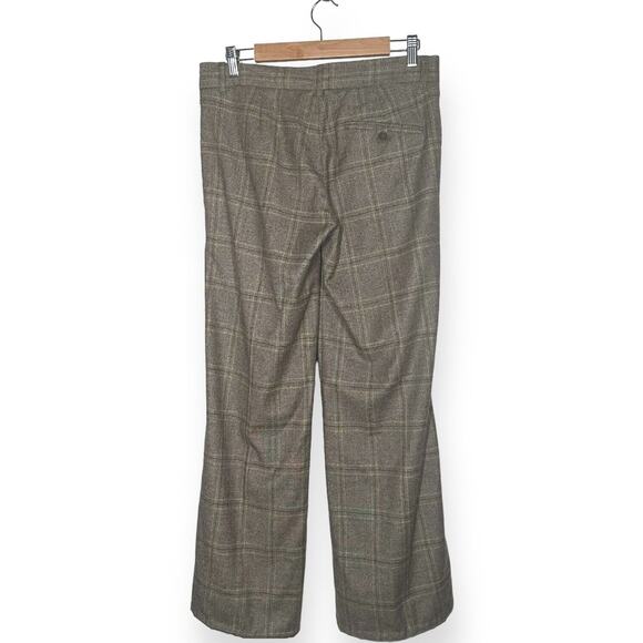 FRENCH CONNECTION Wool Wide Leg Plaid Pants Trousers Brown Key Lime Career 6 - Picture 2 of 11